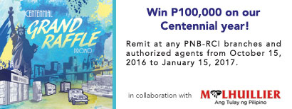 PNB RCI Centennial Raffle Promo